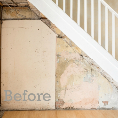 Staircase wall before renovation