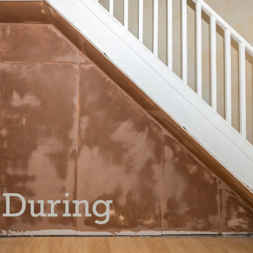 Staircase wall during renovation