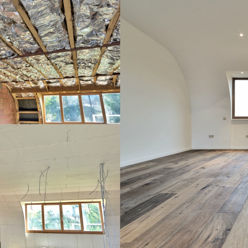 Before and after room renovation