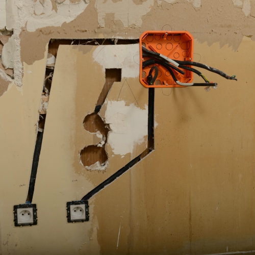 Electrical wiring in a wall