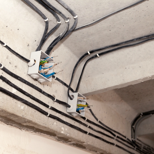 Electrical wiring in a ceiling