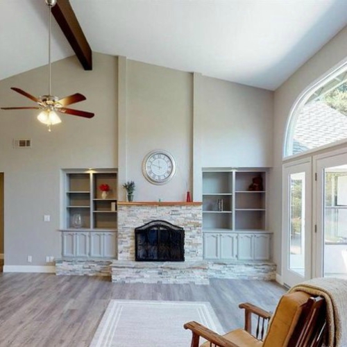 Living room with fireplace
