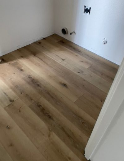 Hardwood flooring installation in living room