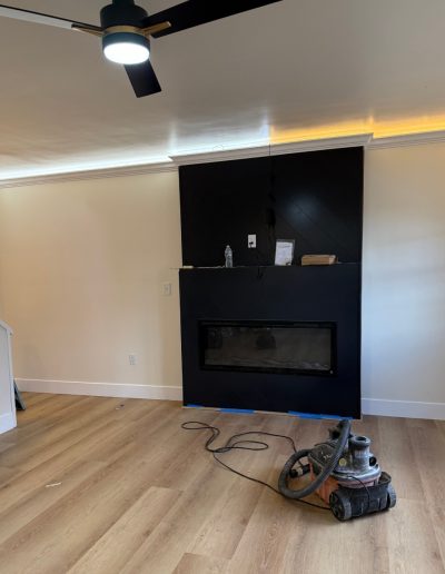 Laminate wood planks in modern kitchen